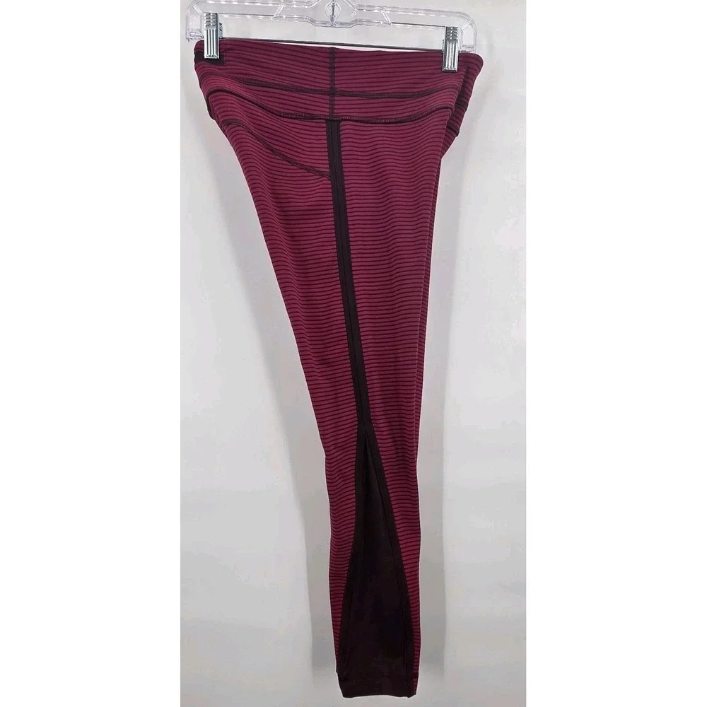 LULULEMON RUN PACE TIGHT‎ LEGGINGS WOMENS SIZE 6 STRIPED MAROON RED 25